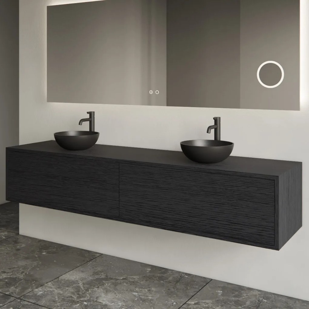 Gliss Design Joa badmeubel met 2 lades 200cm black veneer