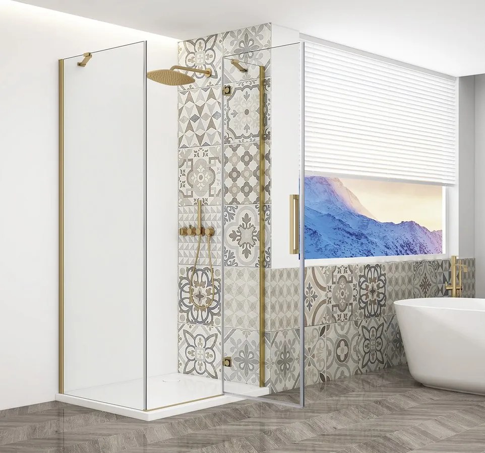 Gelco Trinity douchecabine met helder glas 110x100cm rechts goud