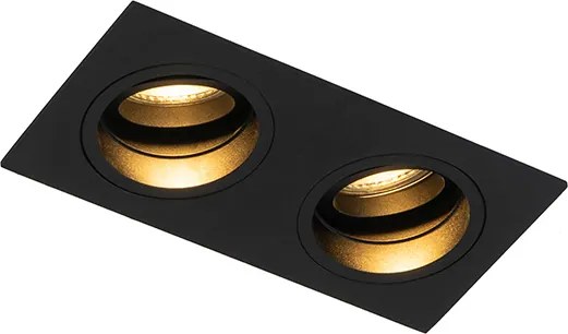 Smart inbouwspot zwart rechthoekig verstelbaar incl. 2 wifi GU10 - Chuck