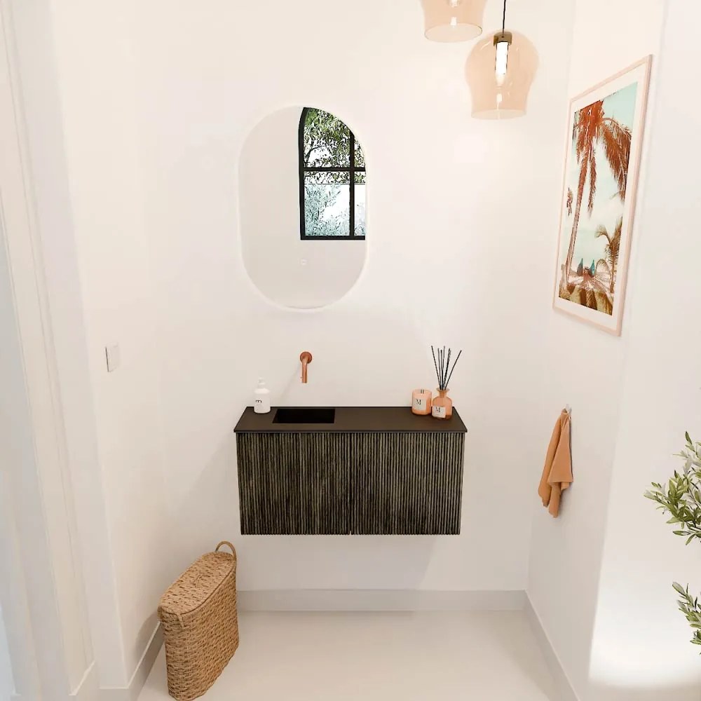 Mondiaz Joya 80cm toiletmeubel shadow met wastafel faye links zonder kraangat urban