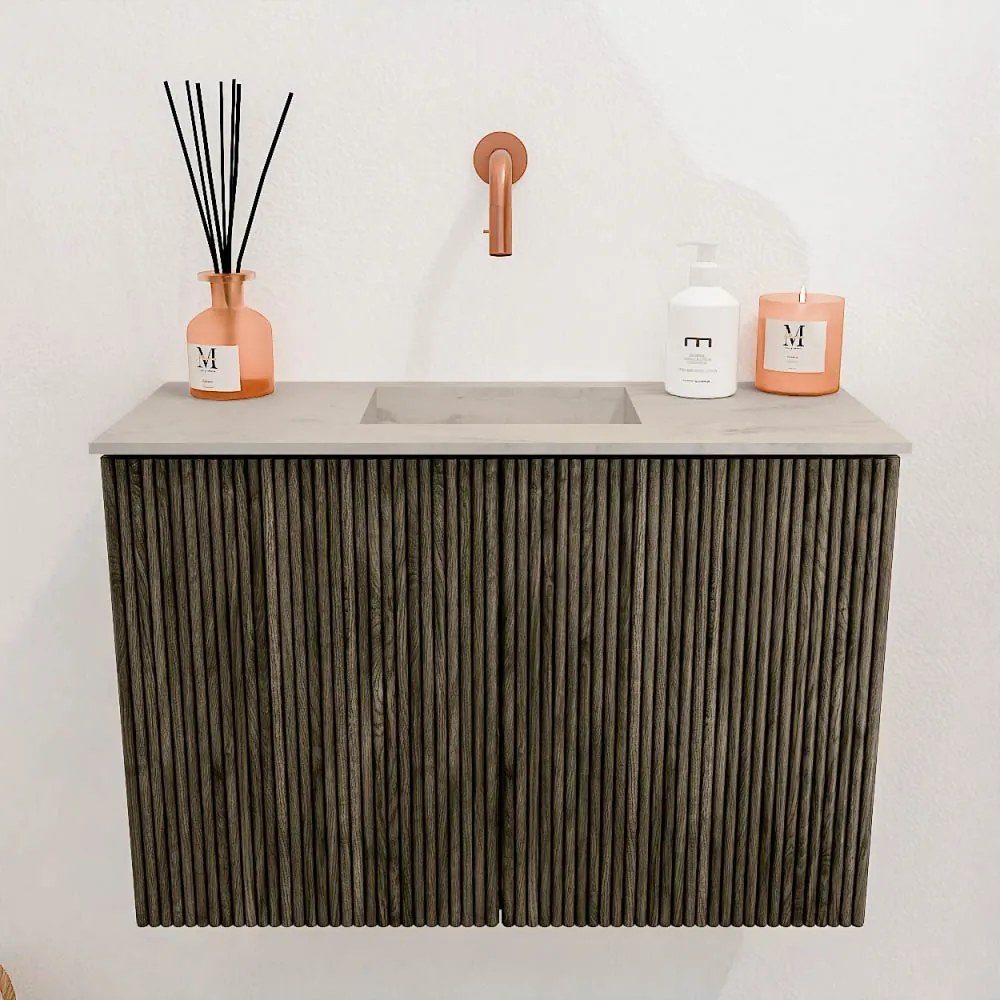 Mondiaz Joya DLux 60cm toiletmeubel shadow met wastafel faye midden zonder kraangat opalo