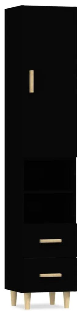 vidaXL Hoge kast 34,5x34x180 cm bewerkt hout zwart