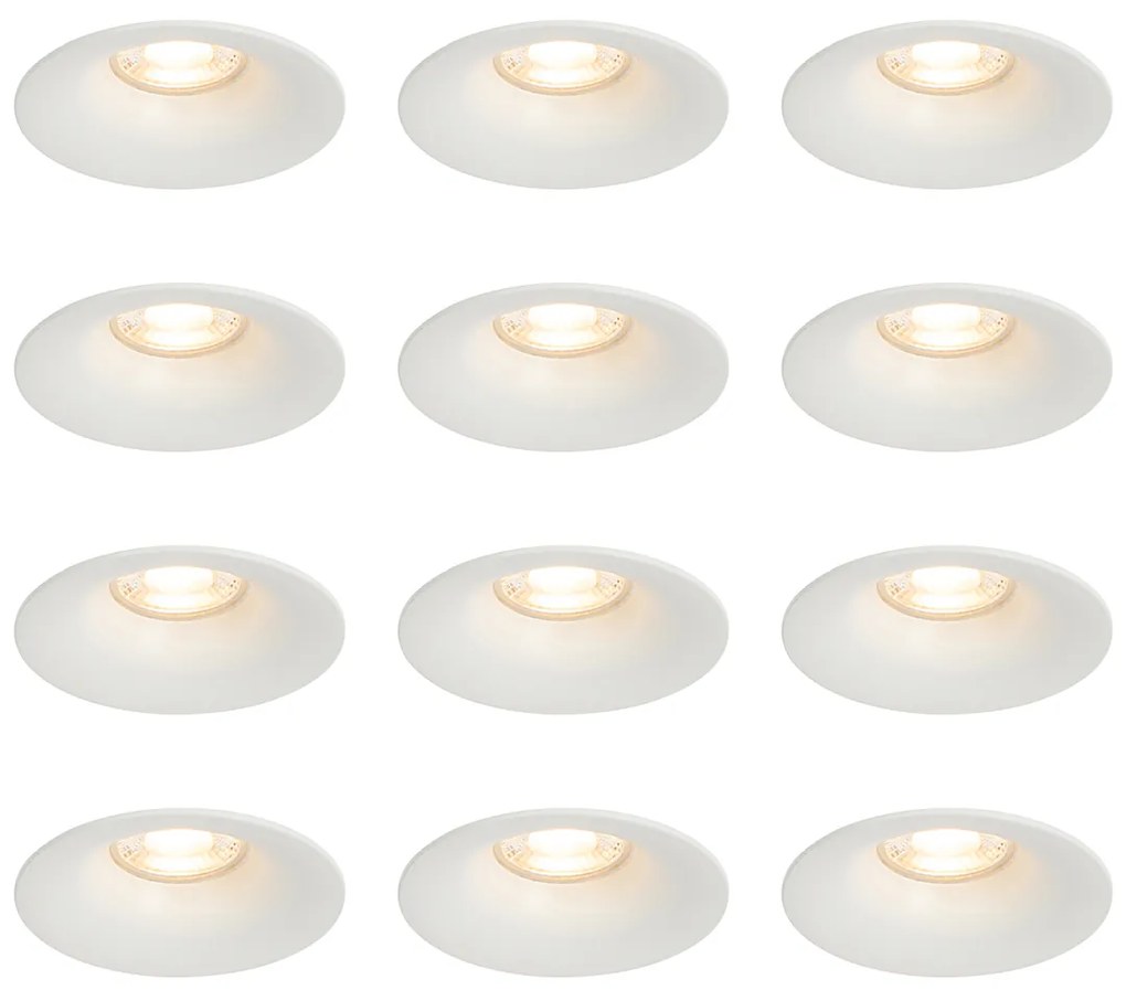 Set van 12 inbouwspots wit GU10 50mm - Gijs Modern GU10 rond Binnenverlichting Lamp