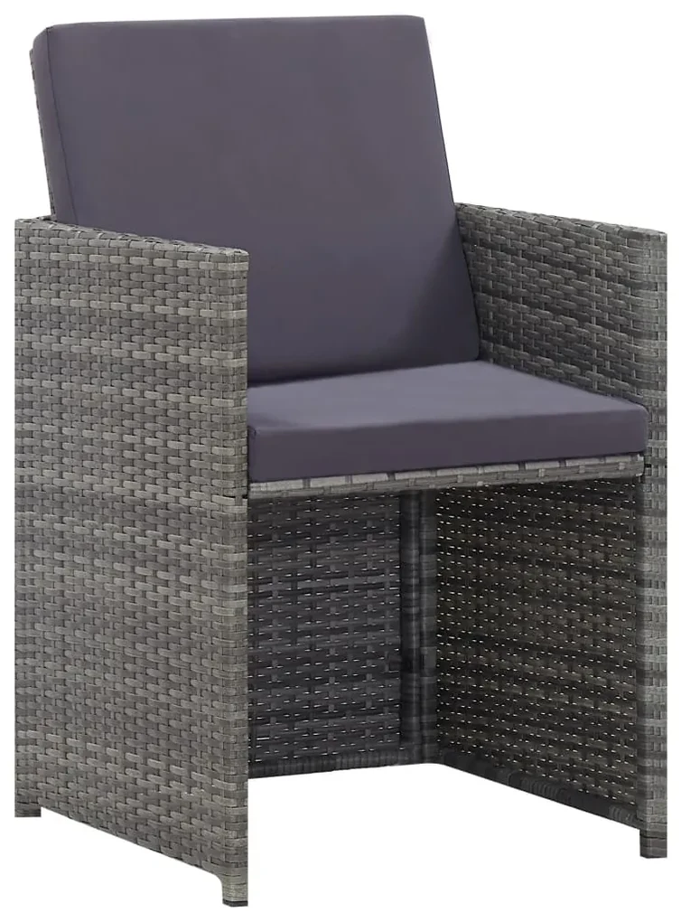 vidaXL 9-delige Tuinset met kussens poly rattan antraciet