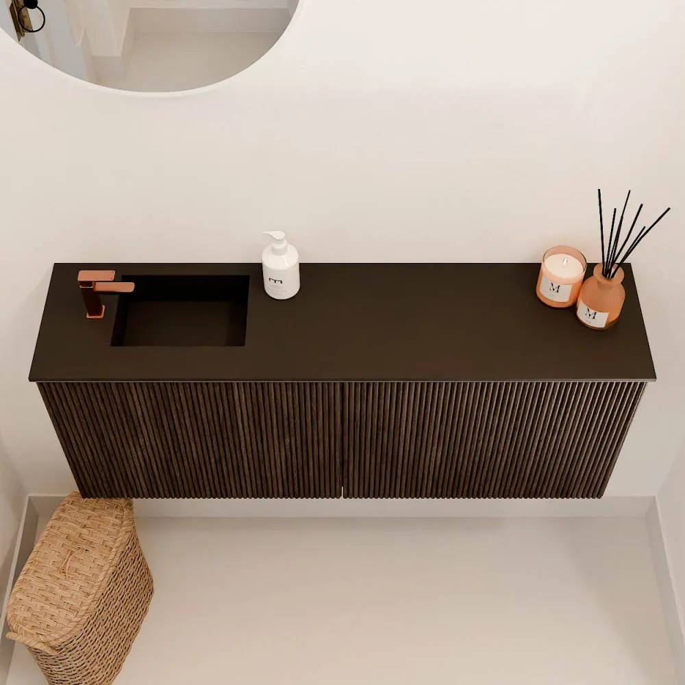 Mondiaz Joya 100cm toiletmeubel walnut met wastafel faye links 1 kraangat urban