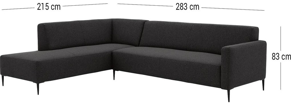 Goossens  Key West grijs, stof, 3-zits, modern design met ligelement links