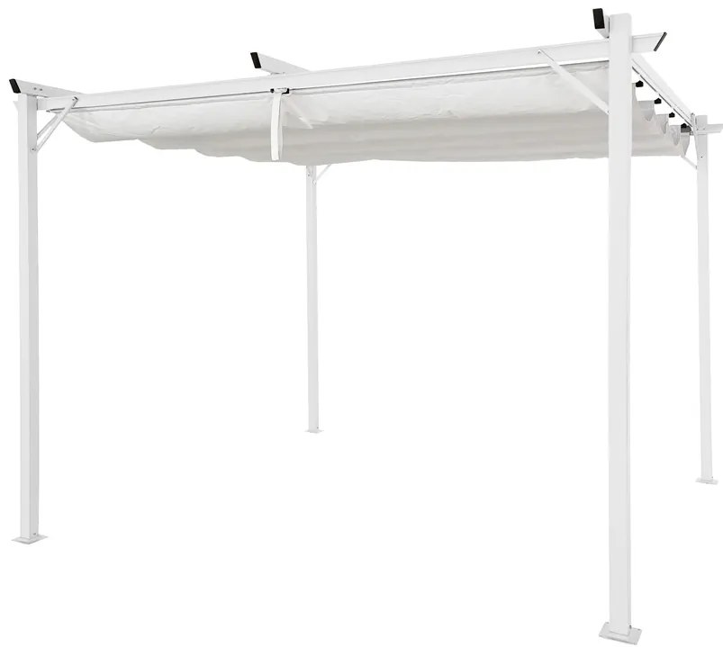 Witte terraspergola met rolgordijnen La Palma 3x3 Garden Point