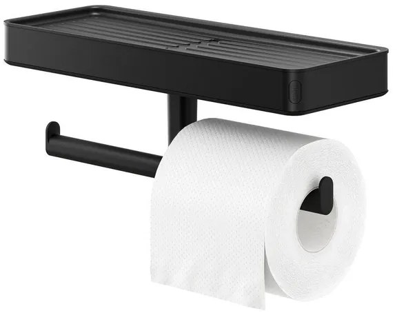 Tiger Carv Toiletrolhouder - dubbel - met planchet - zwart 800240