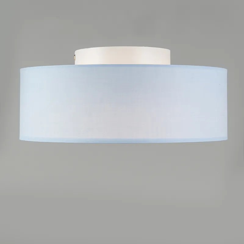 Stoffen Plafondlamp blauw 30 cm incl. LED - Drum LED Modern rond Binnenverlichting Lamp