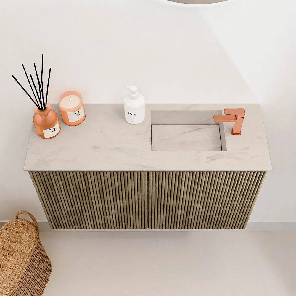 Mondiaz Joya DLux 70cm toiletmeubel dusk met wastafel faye rechts 1 kraangat opalo