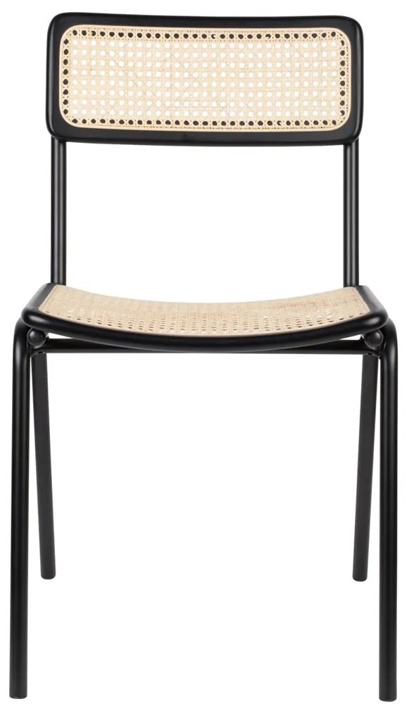Zuiver Jort Retro Stoel Met Rotan Zwart