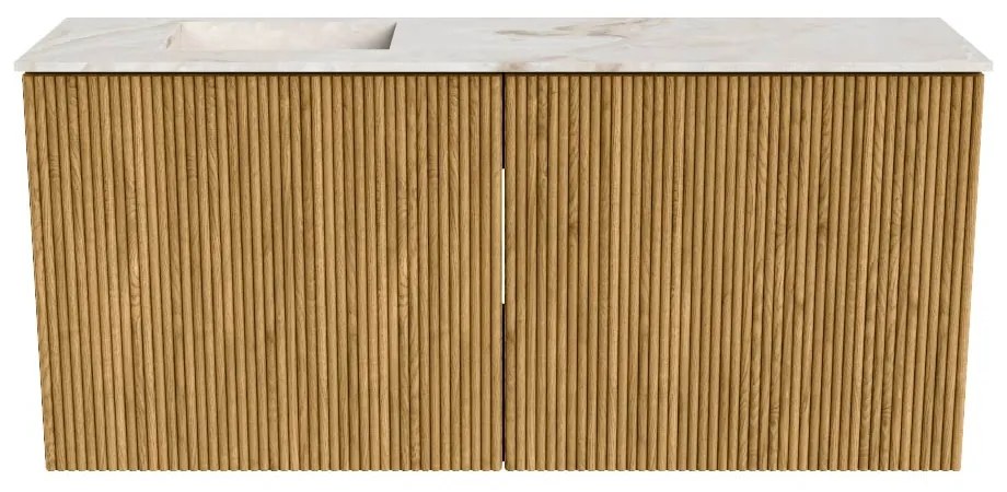 Mondiaz Joya DLux 90cm toiletmeubel oak met wastafel faye links 1 kraangat frappe