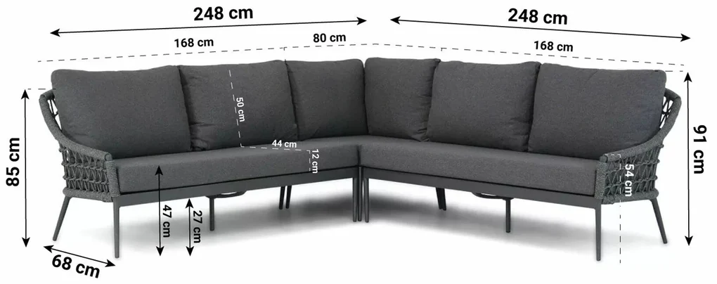 Hoek loungeset 5 personen Rope Grijs Coco Dalice/Pacific