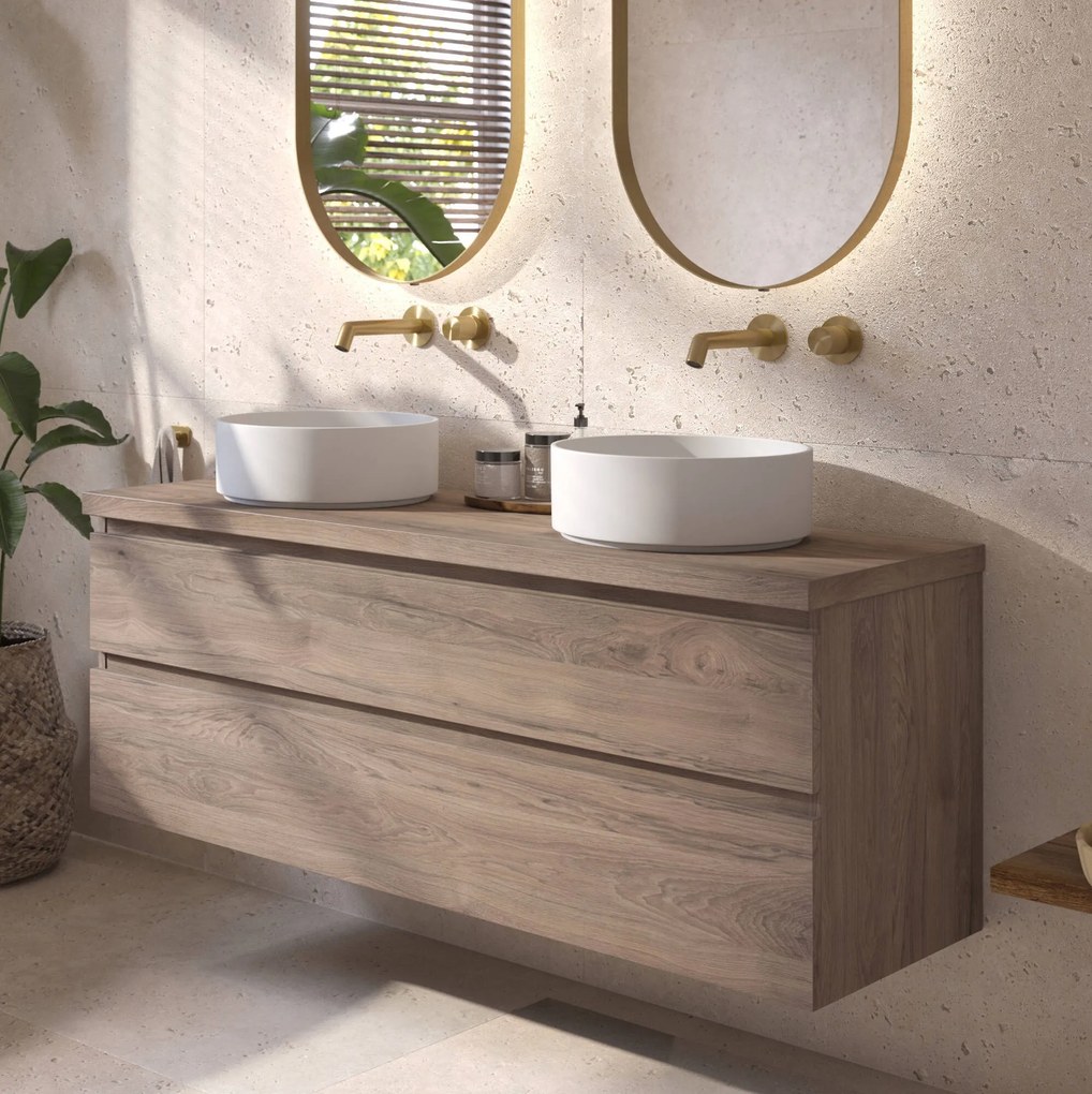 Ben Tendenza badmeubel incl. mat witte waskommen 141x46x77cm congo bruin