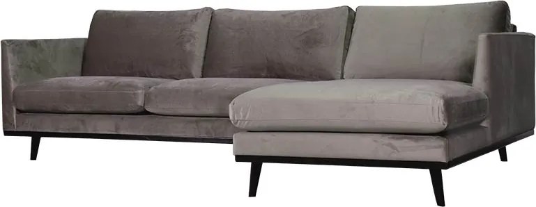 Loungebank Odissi chaise longue rechts - velours Brunei taupe 04 - 2,58 x 1,60 mtr breed