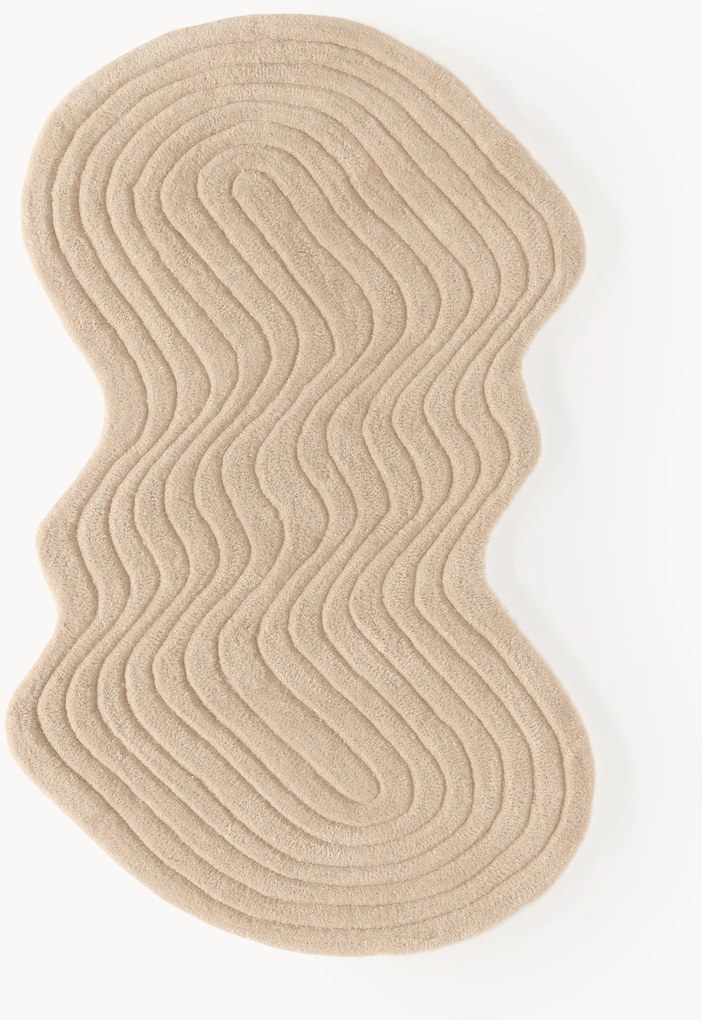 Handgetuft wollen vloerkleed Aliza in organische vorm