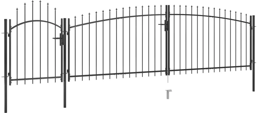 vidaXL Poort met speren bovenkant 5x1,75 m zwart