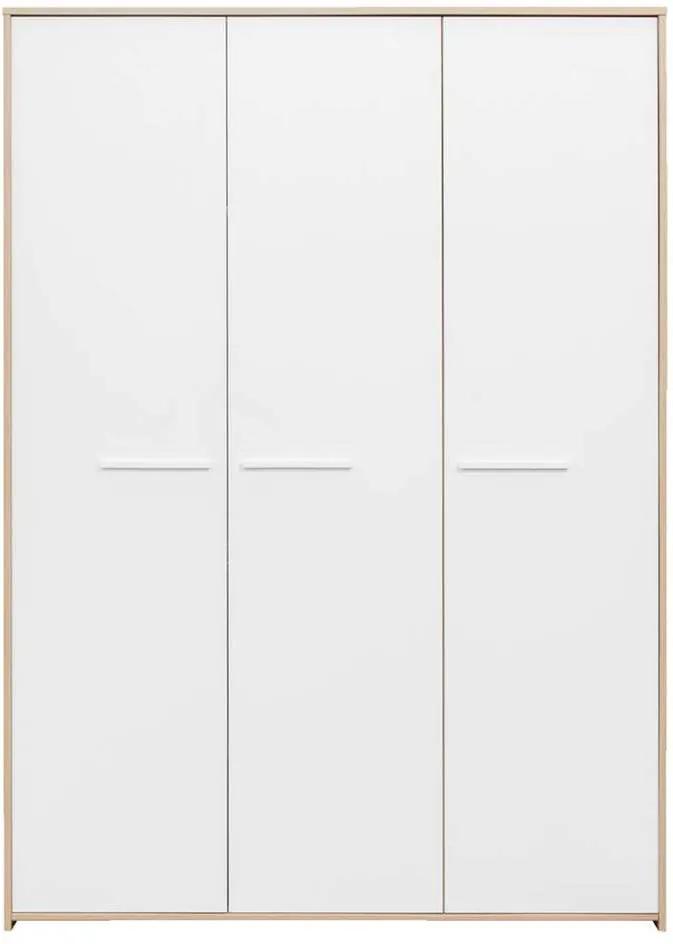 Kledingkast Oslo 3-deurs - eikenkleur/wit - 187x134x51 cm - Leen Bakker
