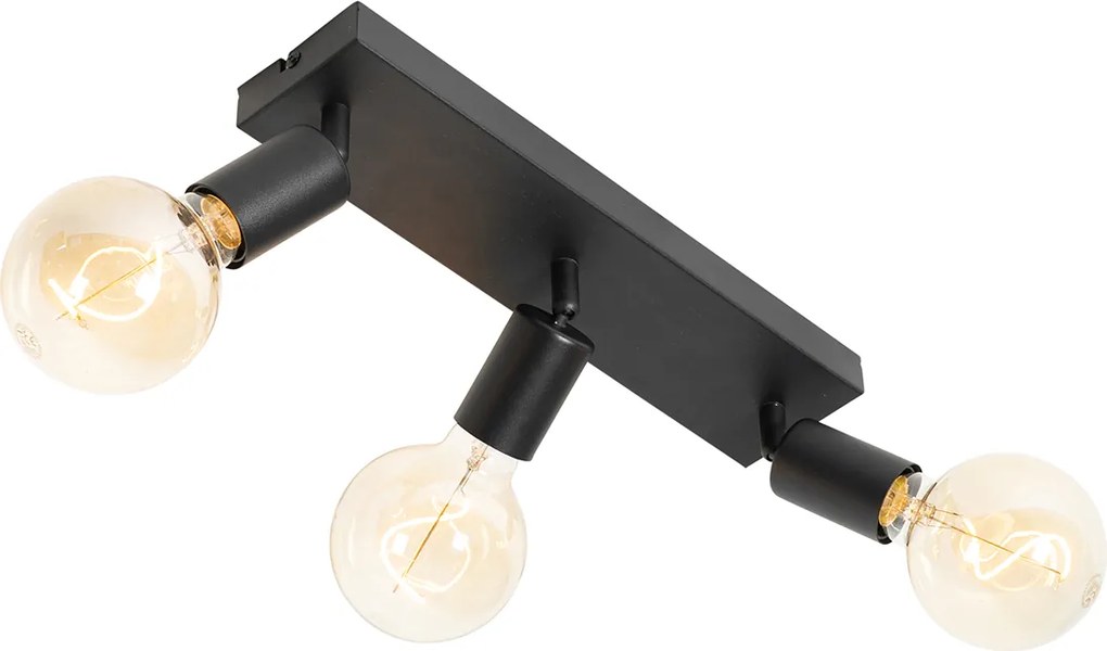 Moderne spot zwart rechthoekig 3-lichts - Facil