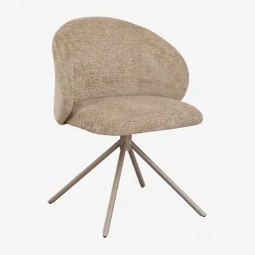 Pack Van 4 Draaibare Eetkamerstoelen Met Bekleding Gryon Chenille Bruin Wheat - Sklum