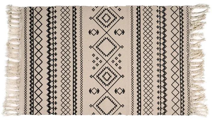Vloerkleed azteken patroon - zwart/wit - 90x60 cm