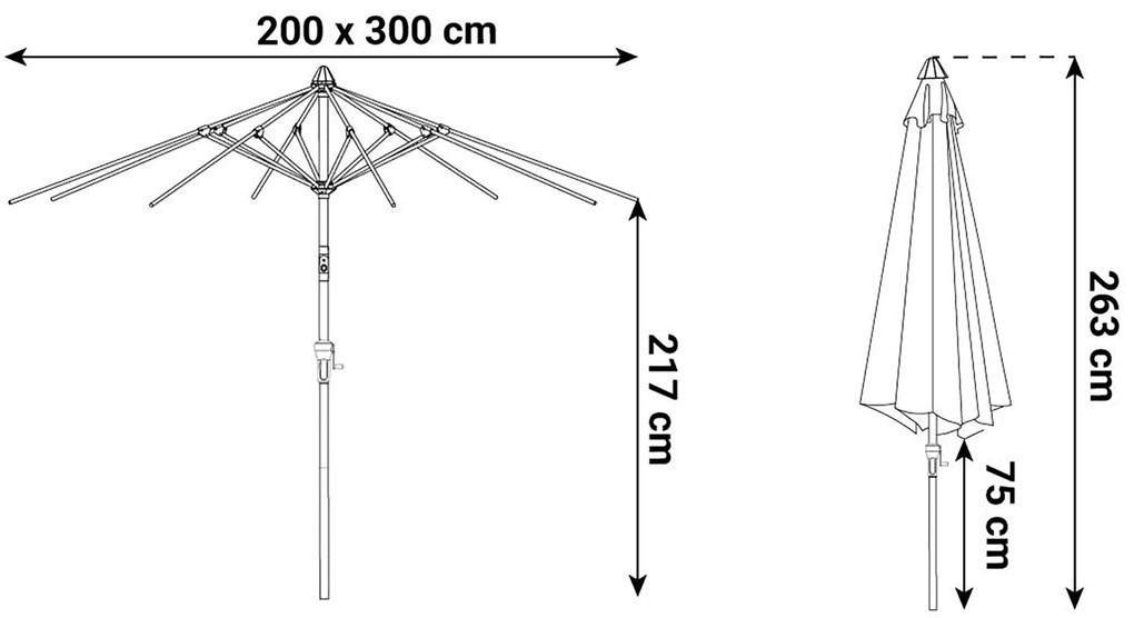 Camello Valerio Stokparasol Xm (excl.voet) Grijs