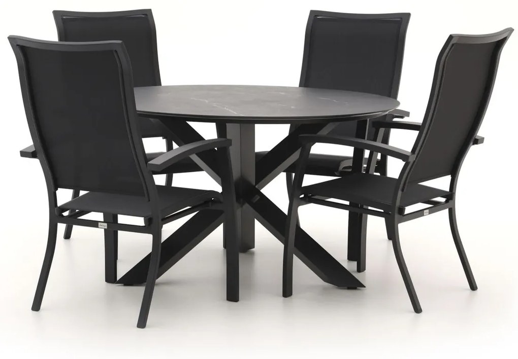 + 15% kassakorting | Diningset Bellagio  | 4 personen sintered stone | Tuinset stapelbaar | 5-delig | Kees Smit Tuinmeubelen