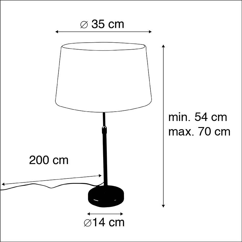 Bronze tafellamp met linnen kap wit 35cm - Parte Klassiek / Antiek E27 cilinder / rond rond Binnenverlichting Lamp
