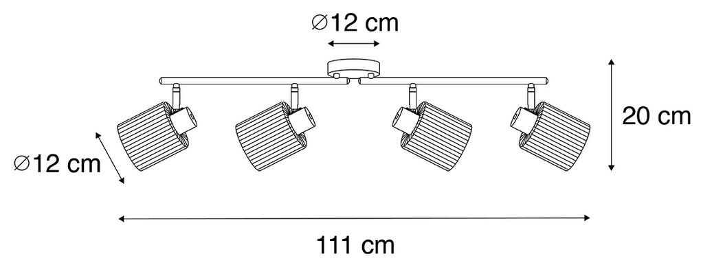 Plafondspot goud met glas 4-lichts verstelbaar - Laura