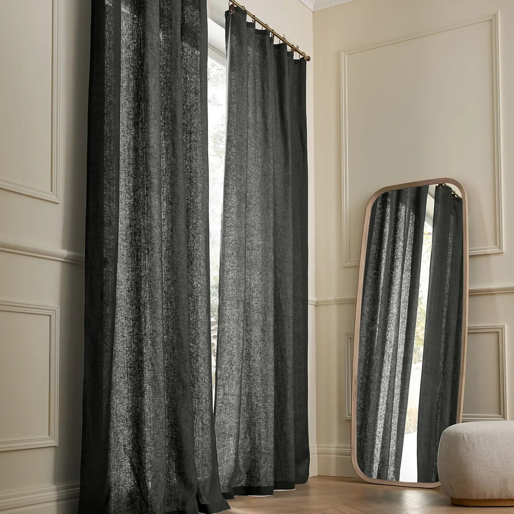 Gordijn in gewassen linnen met ringen, Private