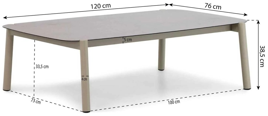 Hoek loungeset 6 personen Aluminium/rope Taupe Coco Sevilla