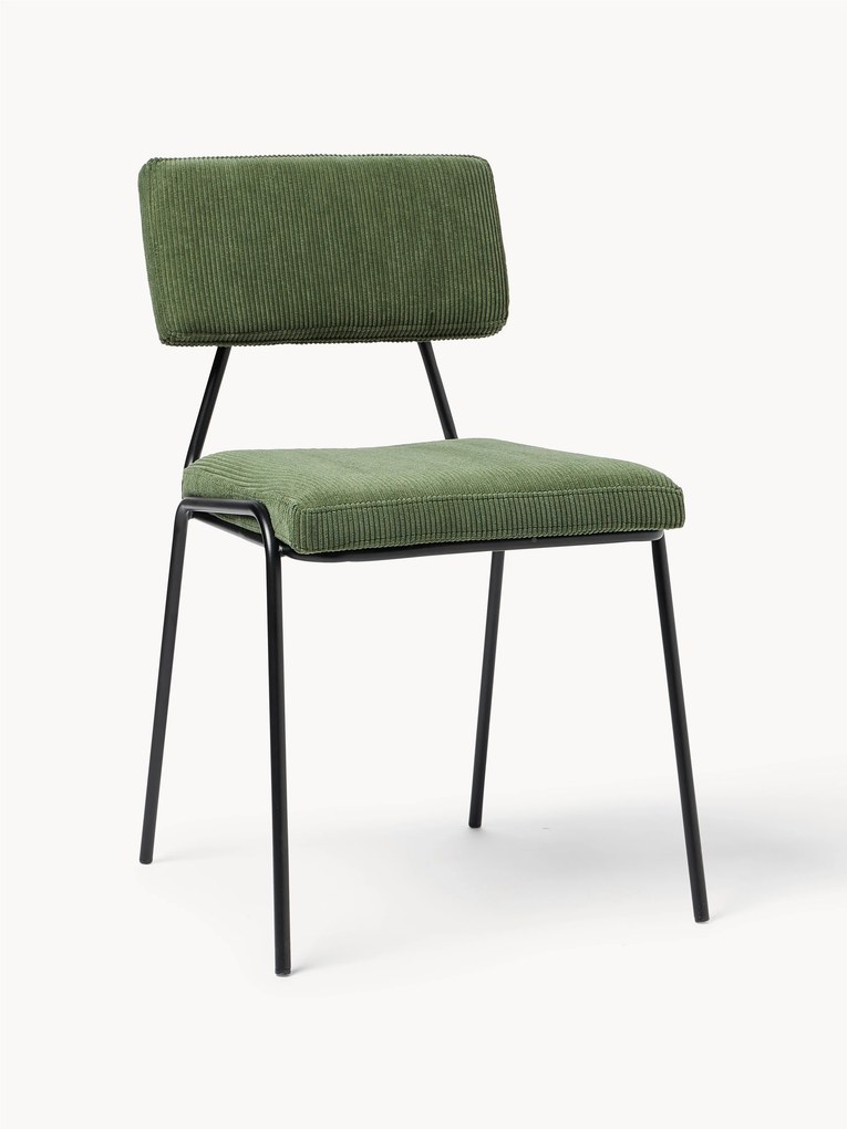 Gestoffeerde corduro stoelen Mats, 2-delig