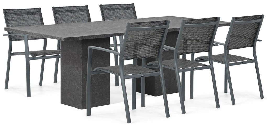 Tuinset 6 personen 220 cm Aluminium Grijs Lifestyle Garden Furniture Sella/Graniet