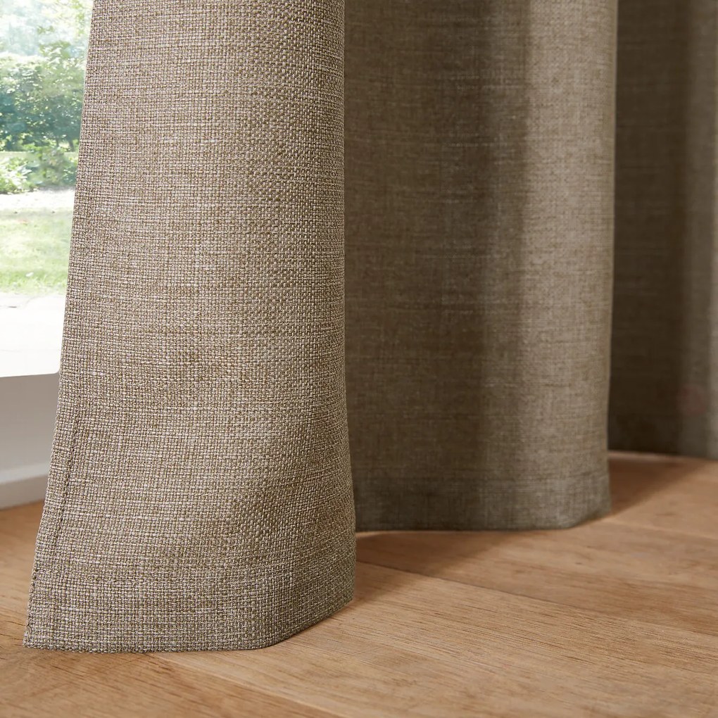 Gordijn van gerecycled polyester met aangerimpelde bies en wave, SELECT