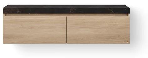 Looox Furniture collection badkameronderkast - 160cm - 2 lades - 1 sifonuitsparing - rechts - massief eiken kelya / old grey DWDB1600KC