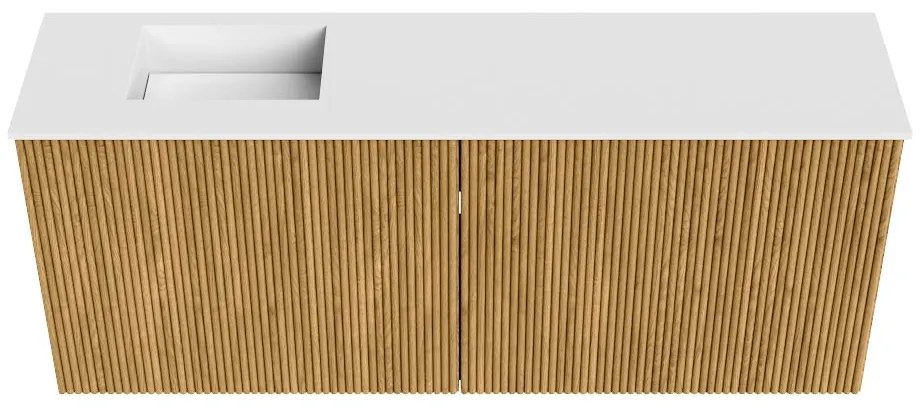 Mondiaz Joya 100cm toiletmeubel oak met wastafel faye links zonder kraangat talc