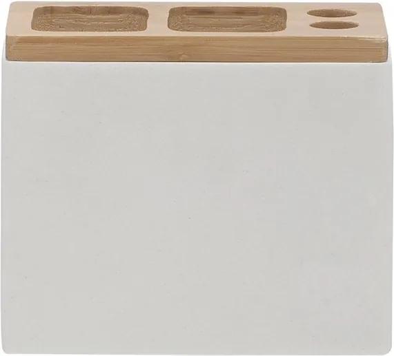 Sealskin Grace tandenborstelhouder 12.3x10.2x6cm vrijstaand rechthoek Polyresin with Bamboo Wit 361910310