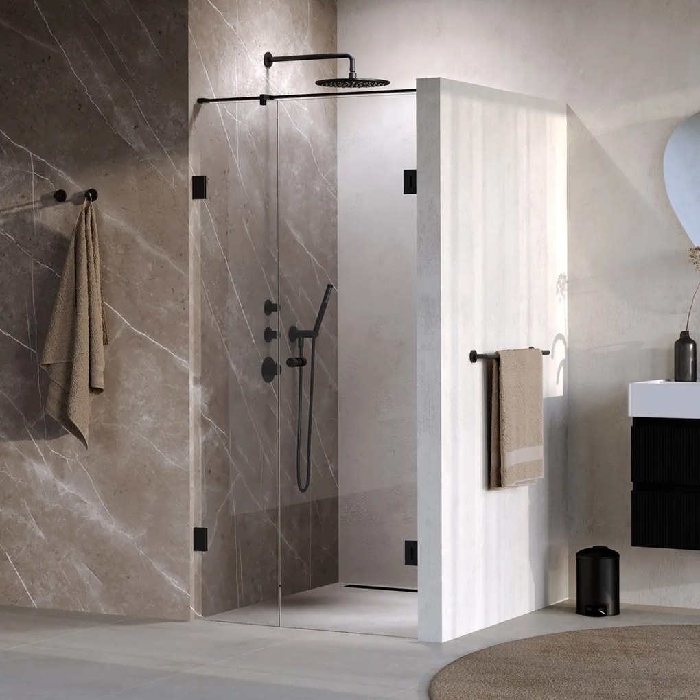 Brauer Void Carving profielloze nisdeur 100cm met draaideur 60cm aan muur zwart mat