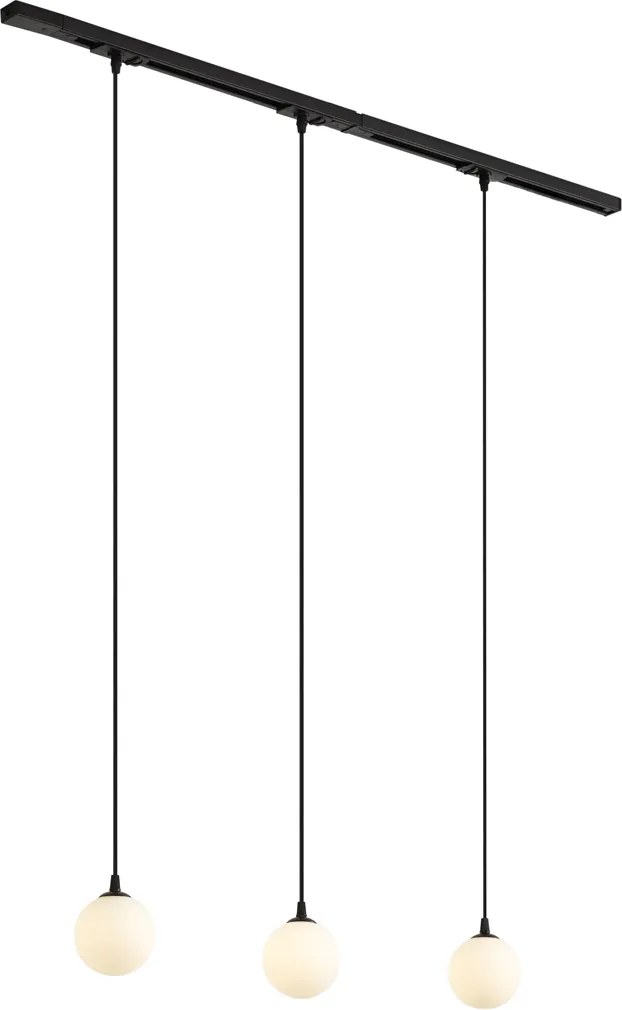 Modern railsysteem zwart met 3 hanglampen wit 1-fase - Iconic Perle