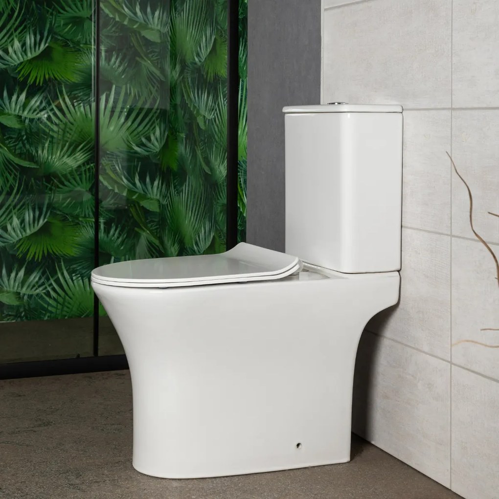 Kerra Makalu randloos staand toilet met softclose zitting wit glans