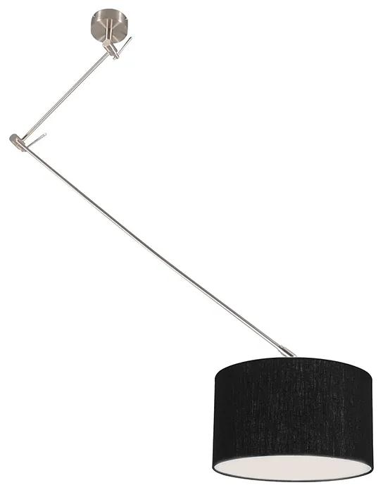 Eettafel / Eetkamer Hanglamp staal met kap 35 cm zwart verstelbaar - Blitz Modern E27 rond Binnenverlichting Lamp