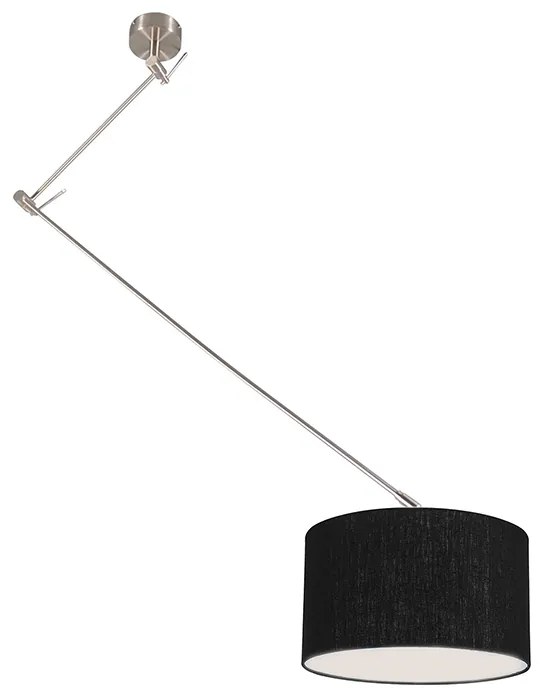 Hanglamp staal met kap 35 cm zwart verstelbaar - Blitz