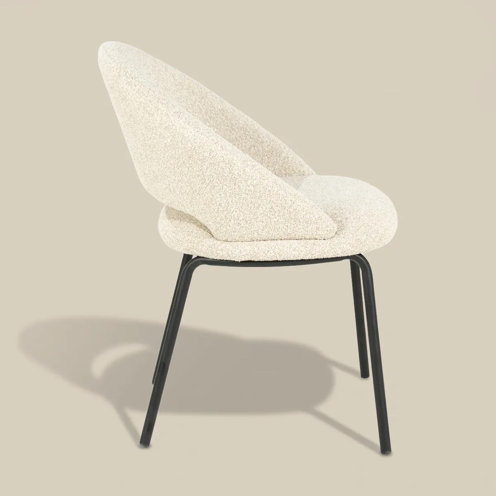 Eetkamerstoel Met Zwart Onderstel Beige