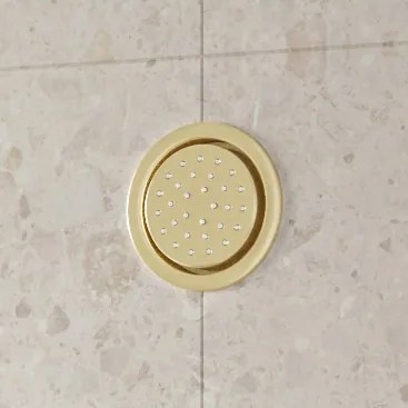 Saniclear Brass inbouw massage jet rond geborsteld messing - mat goud