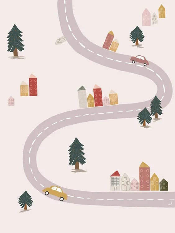 Ilustratie Pink Village, Menina Lisboa