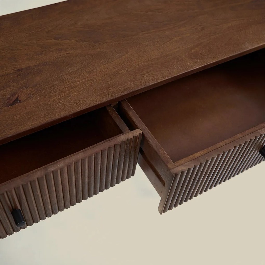 Sidetable Ribbel Hout 120 Cm - 120 X 35cm.