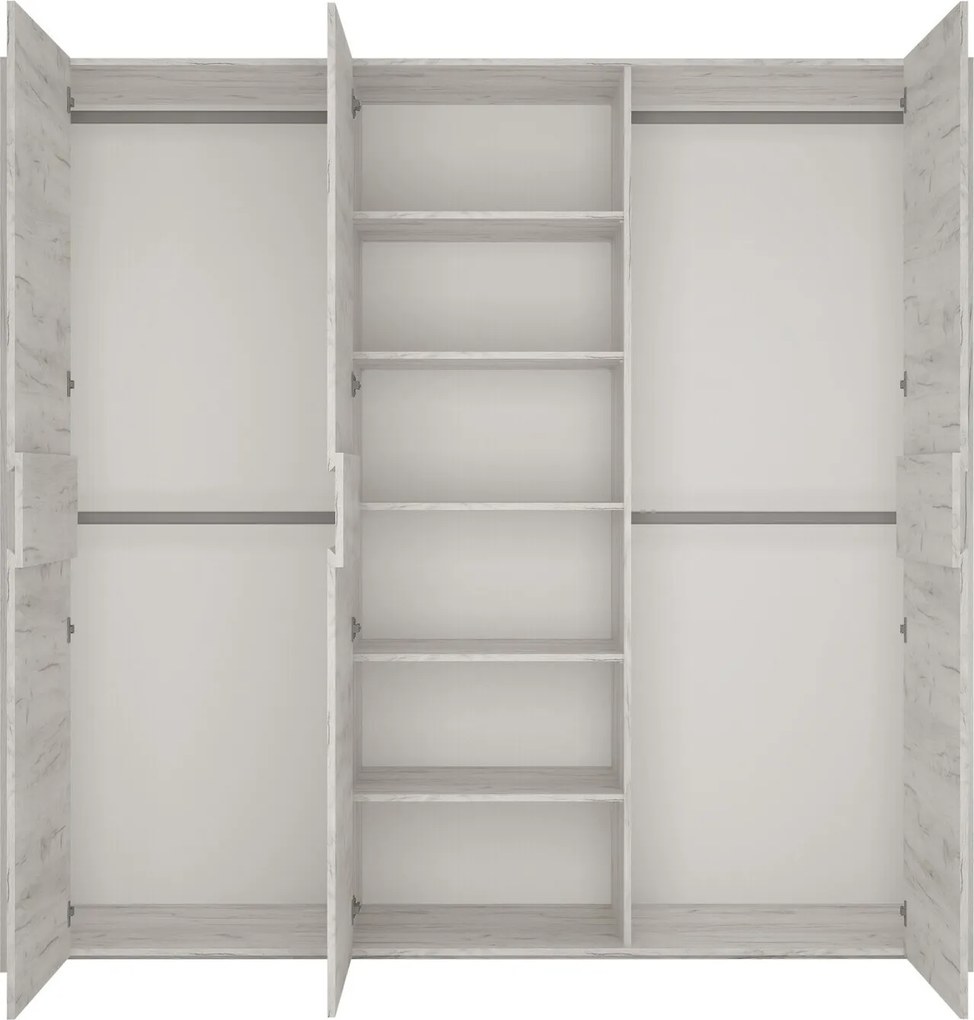 Kledingkast Salcame 115, Ambachtelijk wit, 208x220x60cm, 186 kg, Kledingkast deuren: Met scharnieren