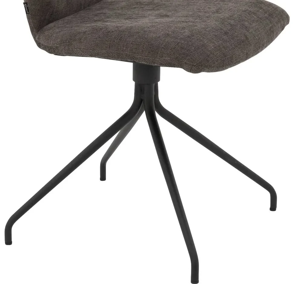 Goossens Eetkamerstoel Hera bruin stof leuning, modern design