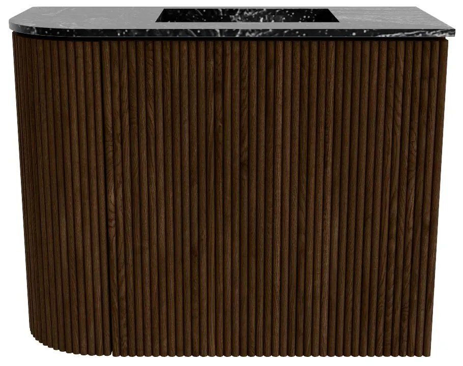 Mondiaz Joya DLux 50cm toiletmeubel ronding links walnut met wastafel faye rechts zonder kraangat lava