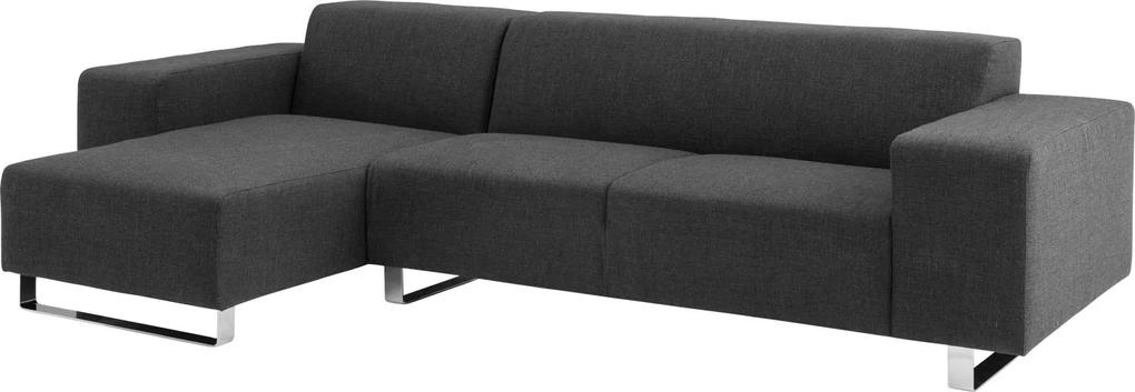 Goossens Bank Design@Home Met Chaise Longue antraciet, stof, 2,5-zits, modern design met chaise longue links